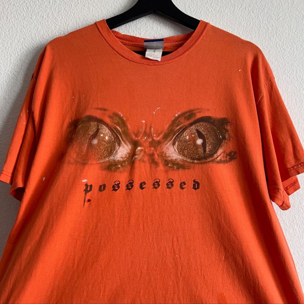 Y2K Possessed Orange Graphic T-Shirt